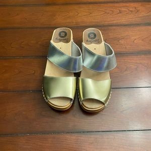 Troentorp Karin Metalic Leather Clog Sandals